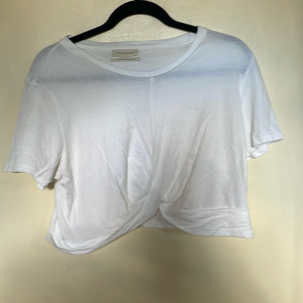 Urban Outfitters white cut off twisted bottom tee. Large. Nice condition. Soft